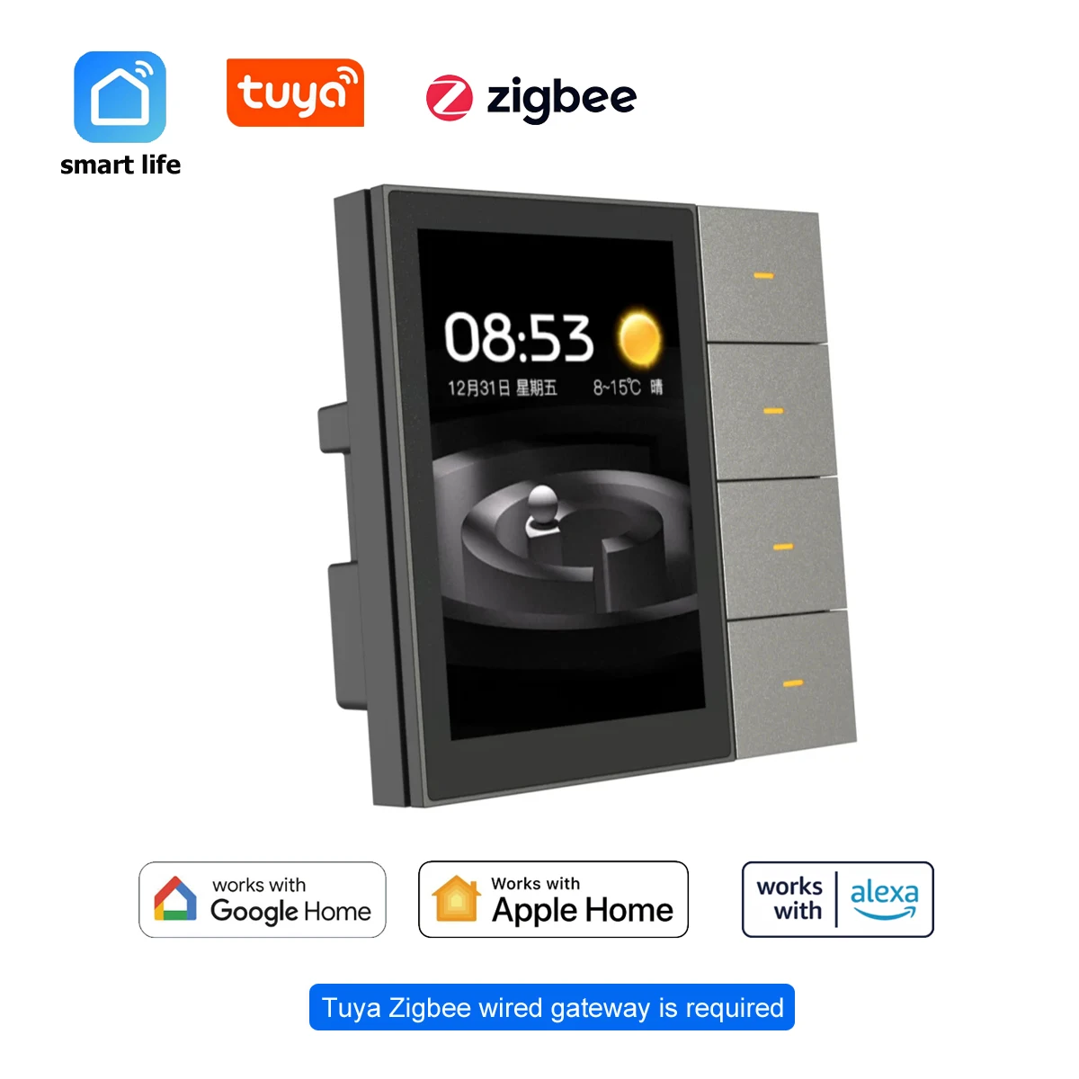 

Умный настенный выключатель F3-pro Tuya Zigbee для домашней автоматизации в Великобритании, популярный товар, электрический диммер для освещения, совместим с Alexa.