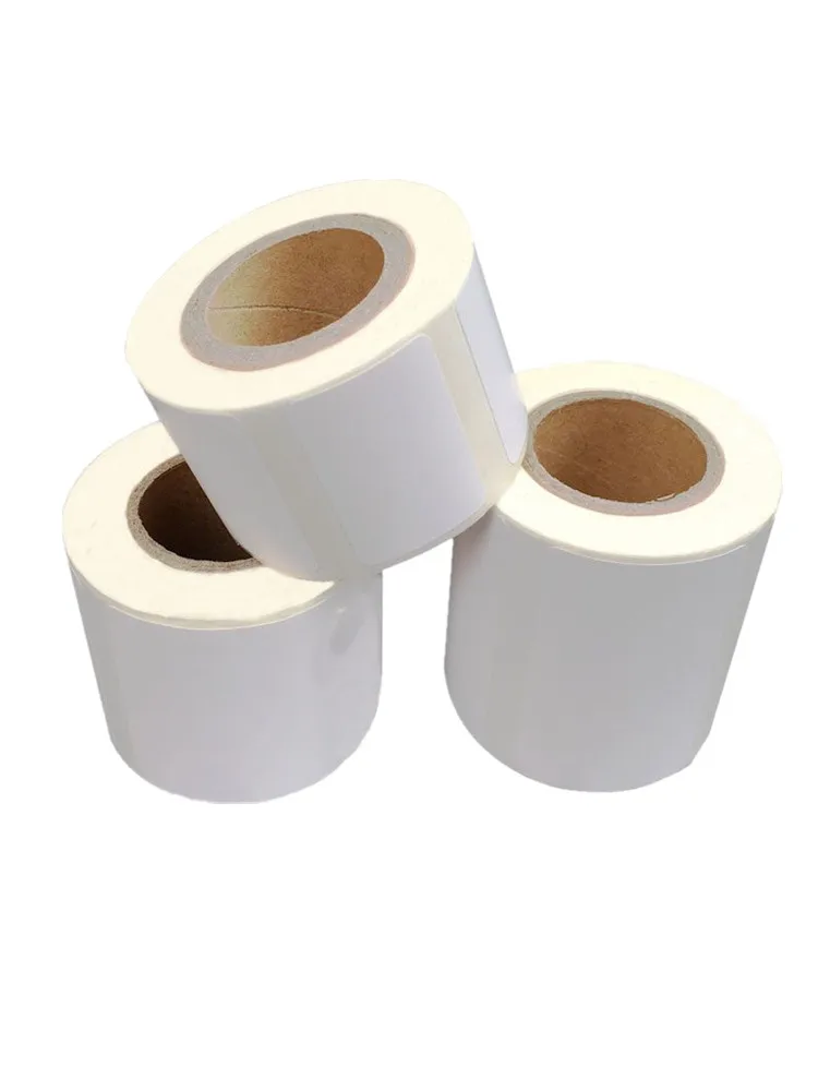 Aangepaste Thermische Transfer Bright White Pet Barcode Printing Papier 80x60mmx1000pcs 5 Roll Vself-Adhesive Printing Stickers