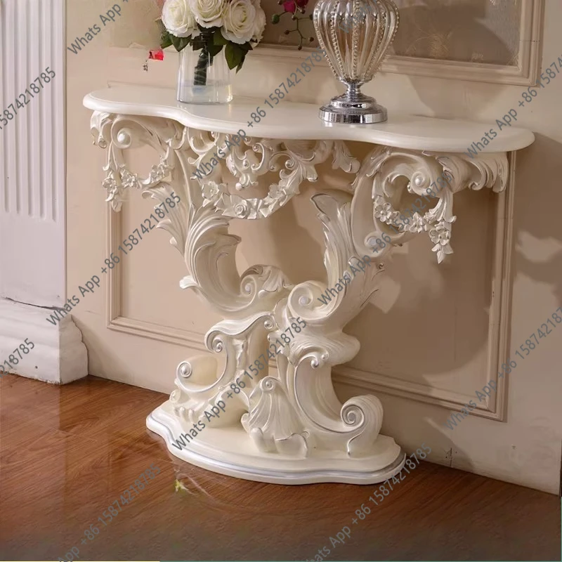 European Entrance Table French Villa Pastoral Entrance End View Table Against the Wall Side Cabinet Semicircular Corridor Table