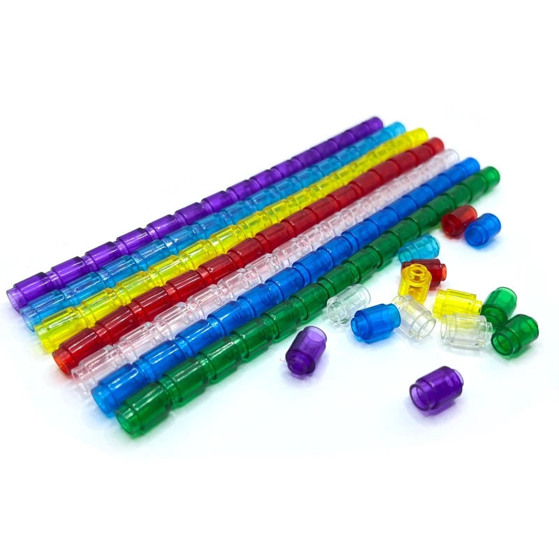 Bloques de construcción transparentes para niños, 1x1, redondos con perno abierto, coloridos, piezas MOC, juguetes compatibles con 3062/30068, 100