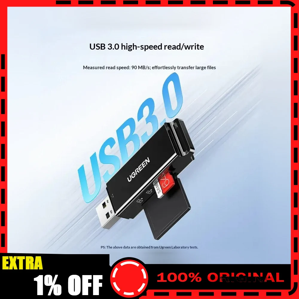 UGREEN 40750 USB 3.0 SD TF Card Reader High Speed Memory Card Adapter for Computer Laptop