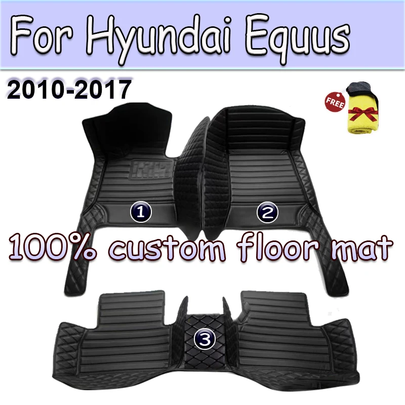 

Artificial Leather Custom Car Floor Mats for Hyundai Equus 5 Seat 2010-2017 Interior Details Car Accessories