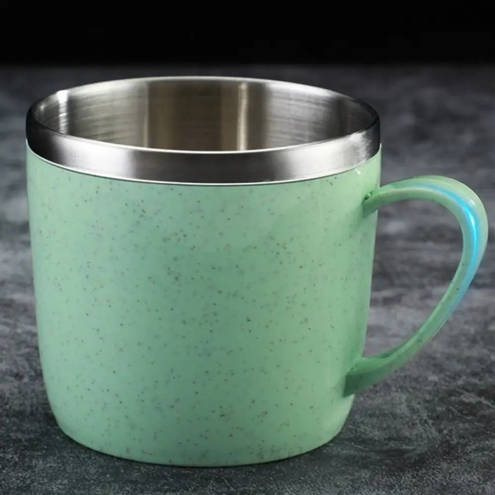 Drinkware 201-300ml Stainless Steel Cups Anti-scalding Double Layer Coffee Milk Mug Plastic Handle Shatterproof Water Cup Milk