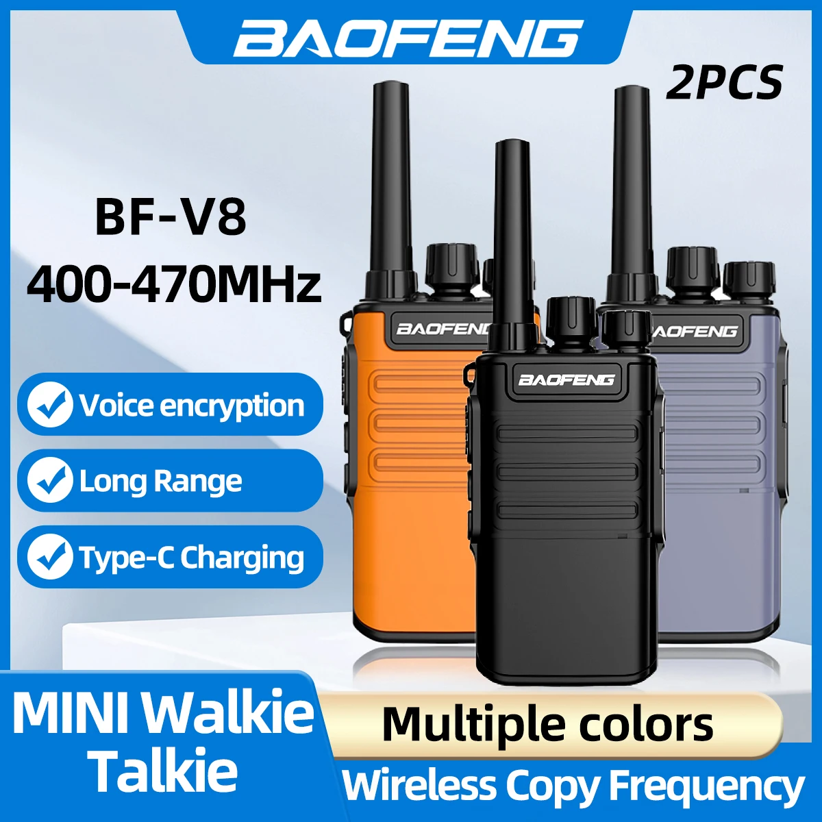 Baofeng Mini Walkie Talkie Handheld BF-V8 BFV8 Gray Green Orange Intercom UHF HF Transceiver Walkie Talkie 10 KM