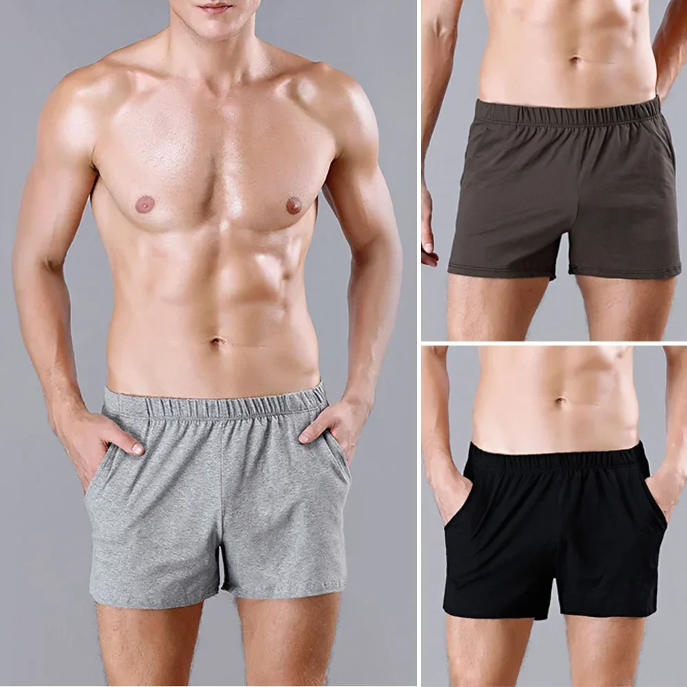 Casual Sommer Mann Schlaf Bottoms Shorts Einfarbig Atmungsaktive Weiche Baumwolle Shorts Hosen Für Männer Nachtwäsche Nachtwäsche Kleidung