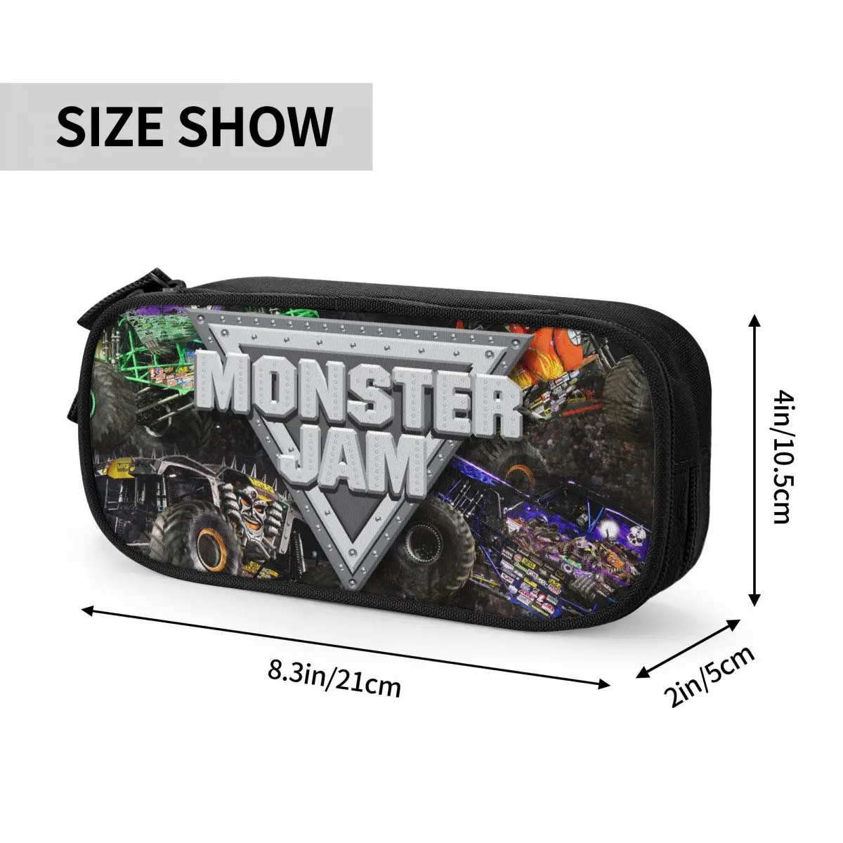 Estojos de lápis padrão Monster Jam, grande capacidade Pen Bags, Classic Pen Box, Lápis Pouch para meninos e meninas, Escola de papelaria para estudantes