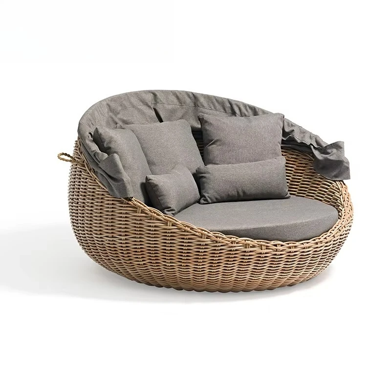 Ulan Vine Grand Lounge الألومنيوم فناء الخوص سرير مستدير للتشمس مع مظلة سرير نهاري لحمام السباحة والحديقة والفندق #2