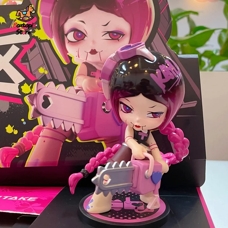 

New Genuine Kayla X Dark Black Style Cool Girl Anime Action Figure Fashion Block Series Blind Box Desk Collection Display Toy
