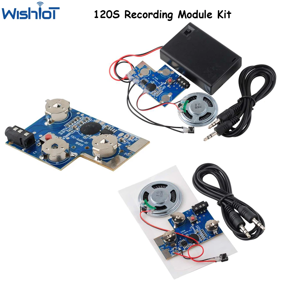 120 Seconds Sound Recordable Module MP3 Music Player Kit Button Control Voice Message Recording for DIY Music Box Greeting Cards