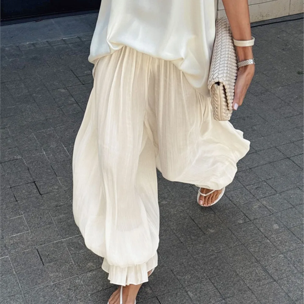 Bubble Leggings Women's Fashion Trousers Autumn Winter New Style French Elegant Casual Loose Trousers Pantalones De Muje