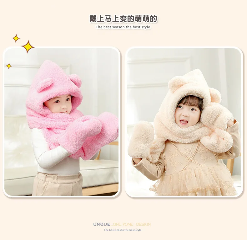 2 3 4 5 6 7 8 Years Old Baby Girls Winter Hat Boys Warm Scarf Hat Kids Thick Earflap Hood Cap with Ear 2-8T