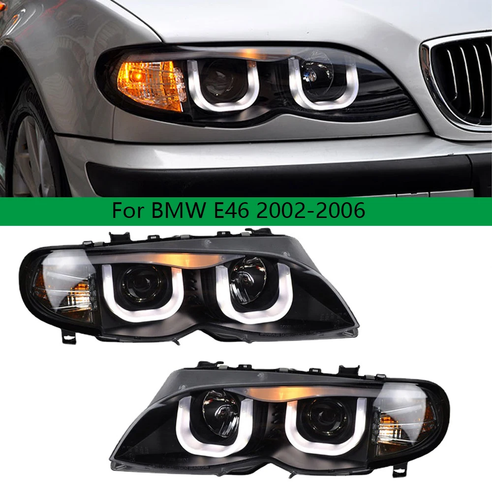 

Автомобильные фары для BMW 3 серии M3 E46 4-дверные 2002-2006 новые светодиодные фары DRL в сборе, обновленный комплект аксессуаров для линз проектора