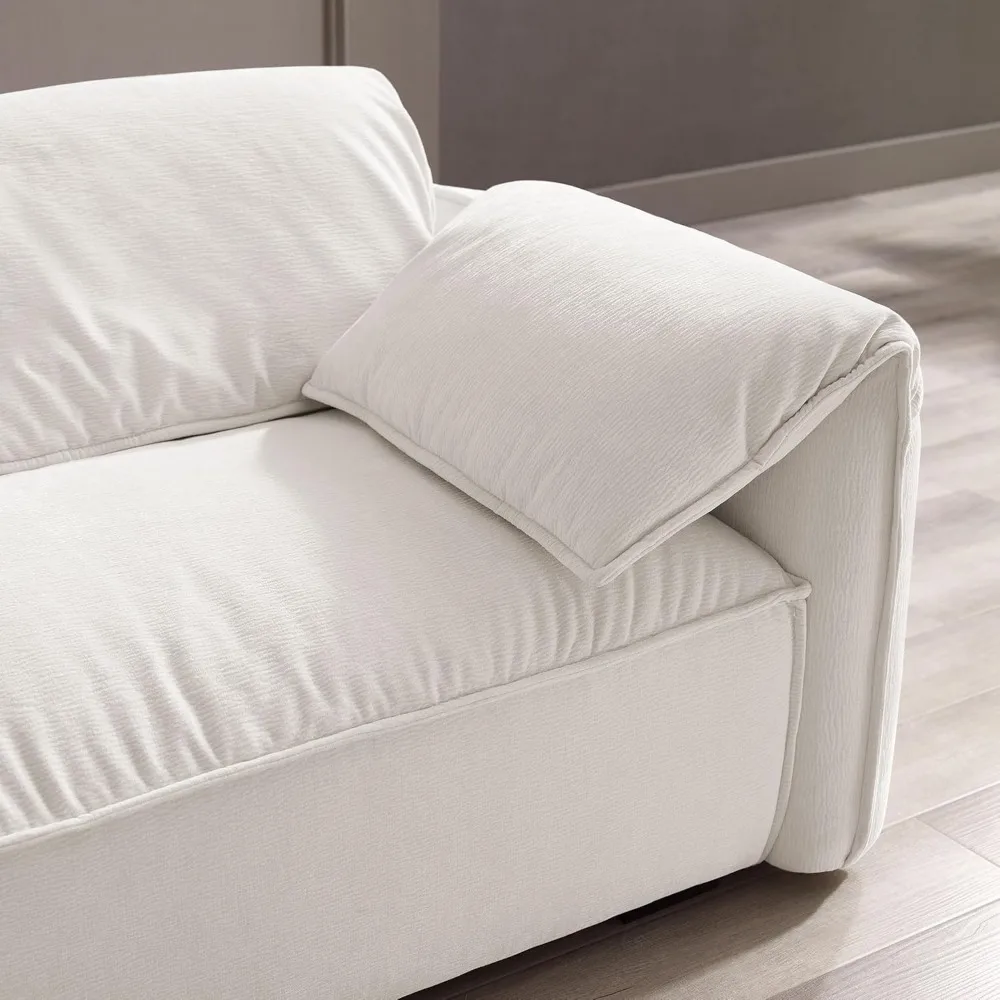 Sofá Loveseat de gran tamaño, sala de estar de lujo, contemporáneo, cómodo, fácil de montar, blanco, 94,5"