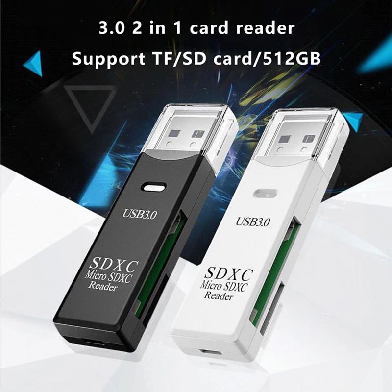 2 IN 1 Card Reader USB 3.0 Micro SD TF Card Memory Reader High Speed Multi-card Writer Adapter Flash Drive Laptop Accessories