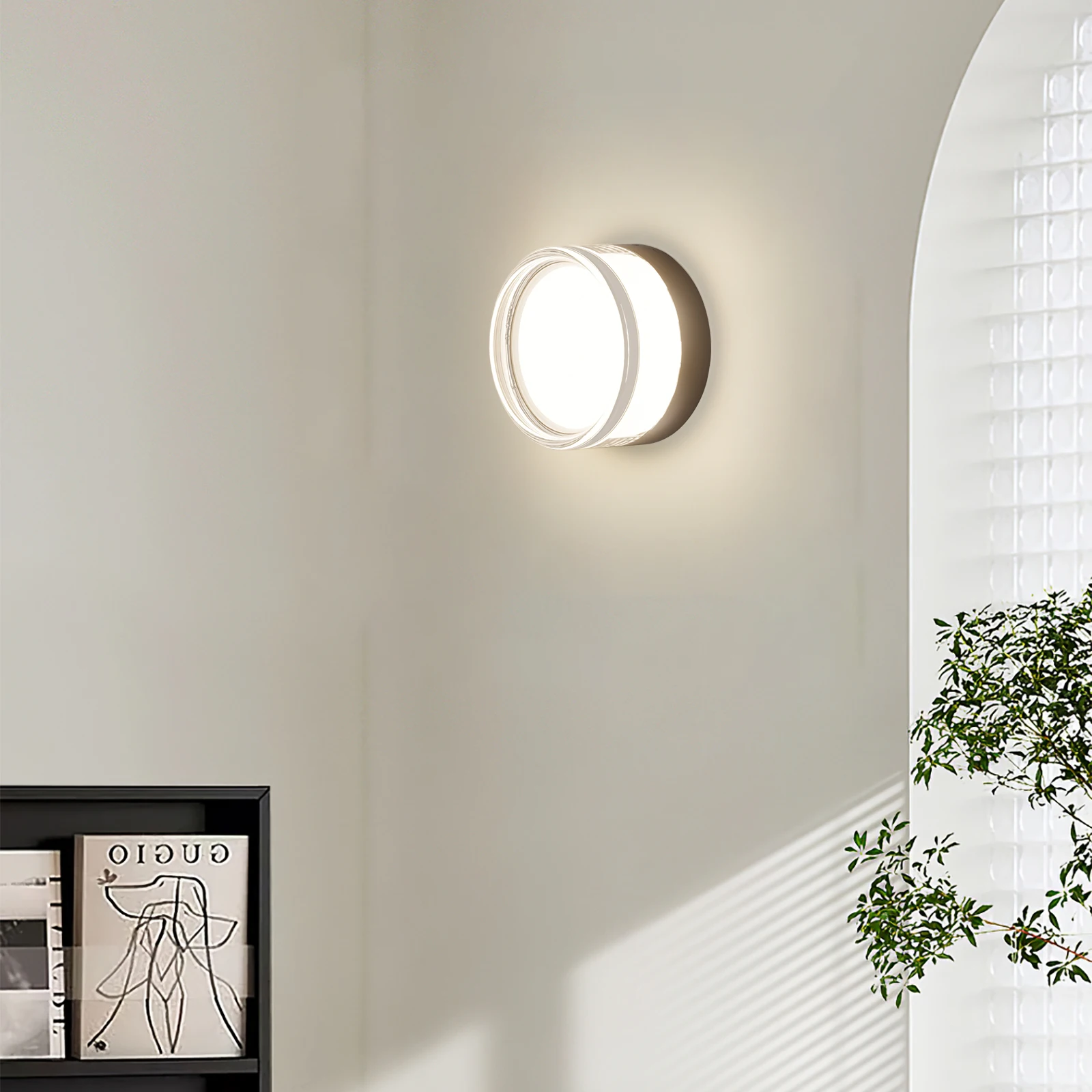 LVL Modern LED Wall Lamp 9W Small Round & Square Waterproof IP65 CCT Indoor/Outdoor Source Wall Sconces Smokey Grey Fixture