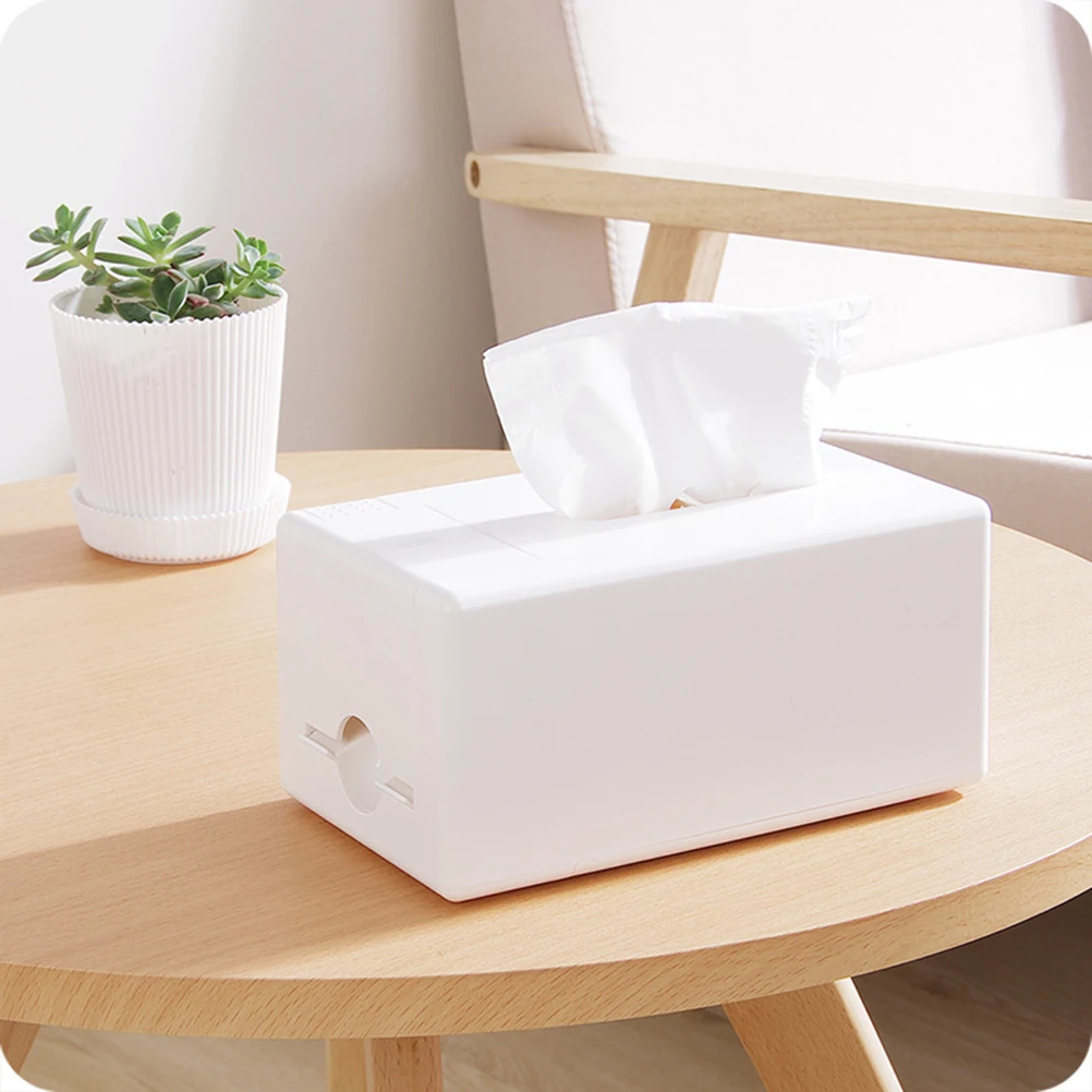 

Automatic Toothpick Dispenser Tissue Box Desktop Organizer Multifunctional White Anti Skid Integrated Design