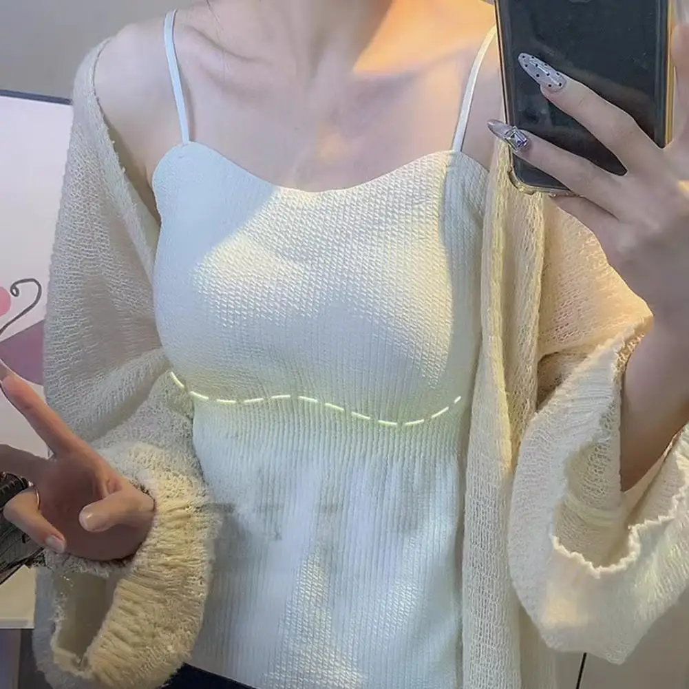 Base Layer TankTop High Elasticity Tank Top Ergonomic Bra Tank Top Women’s Double Lined Tank Top with Built-in Bra Spaghetti Str