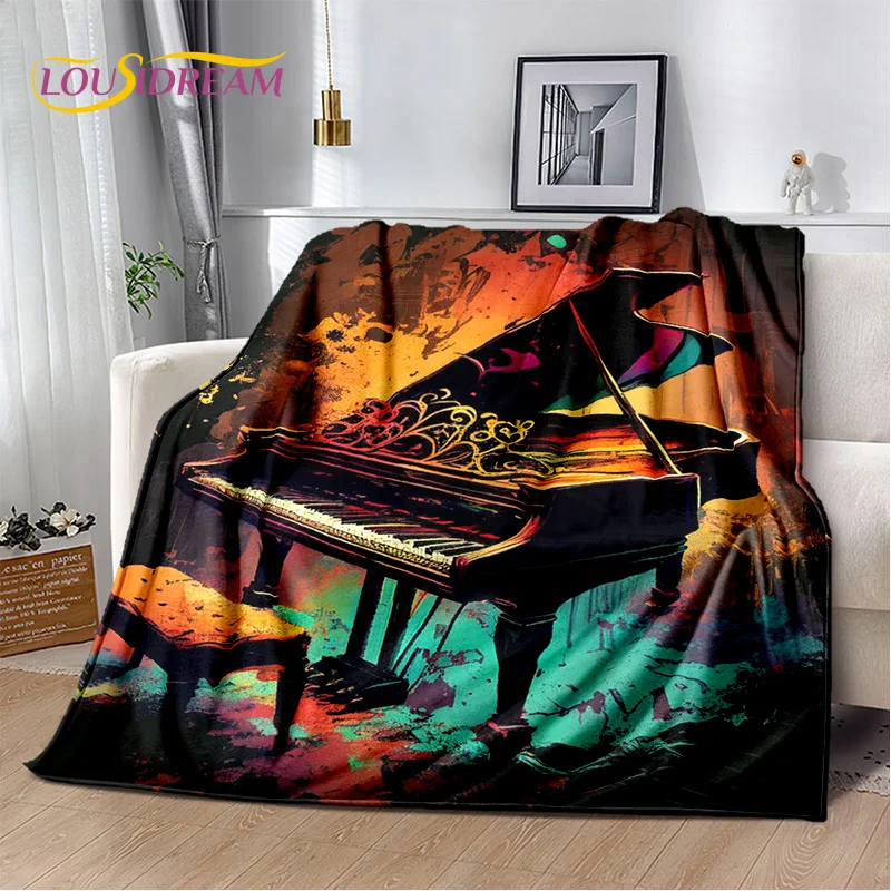 3D Dream Piano Key Music Instrument Cartoon Blanket,Soft Throw Blanket for Home Bedroom Bed Sofa Picnic Office Travel Cover Kids