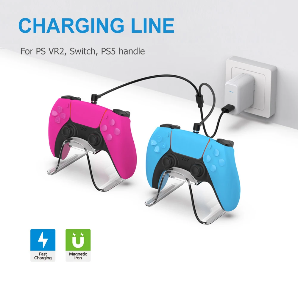 Magnetisches Ladekabel mit Spielgriff, Zwei-in-Eins-Mehrzweckgriff, Ladekabel, Plug-and-Play, platzsparendes Zubehör für PS VR2