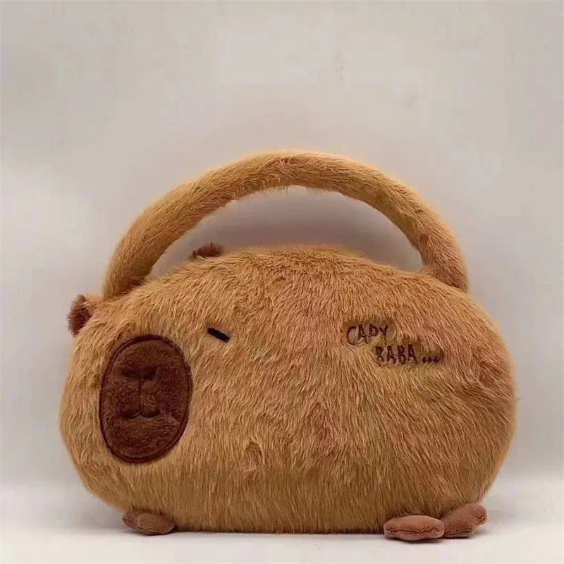 Cute Cartoon Animal Plush Toy Kapibala Capybara Handbag Phone Cosmetics Storage Bag