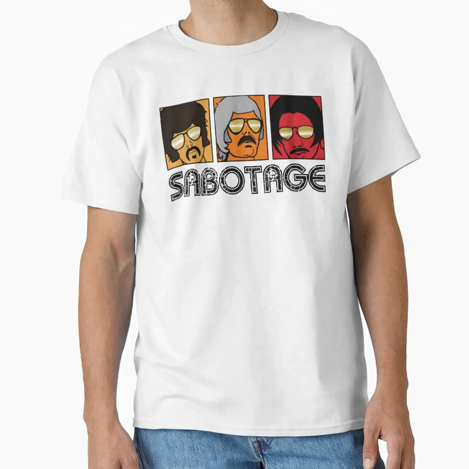 Sabotage designed and sold by Parakeet ART vintage Washed Breathable streetwear Versatile Slightly Unisex homme fashion Soft