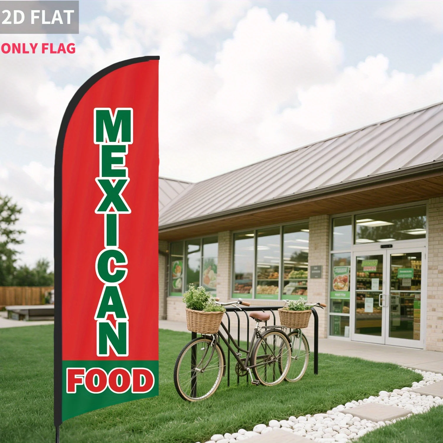 

1pc/2pcs Mexican Food Feather Flag - Single Sided Durable Polyester Beach Banner, Vibrant Decoration for Mexican Store