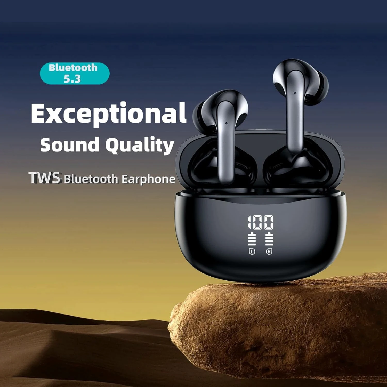 

TWS Earbuds Wireless Bluetooth 5.3 Headphones HiFi Stereo Deep Bass In-Ear Earphones for Music Sport Gaming Calls Travel