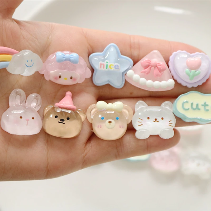 10Pcs New Cute Mini Shiny Cartoon Animal Flat Back Resin Cabochons Scrapbooking DIY Jewelry Craft Decoration Accessories