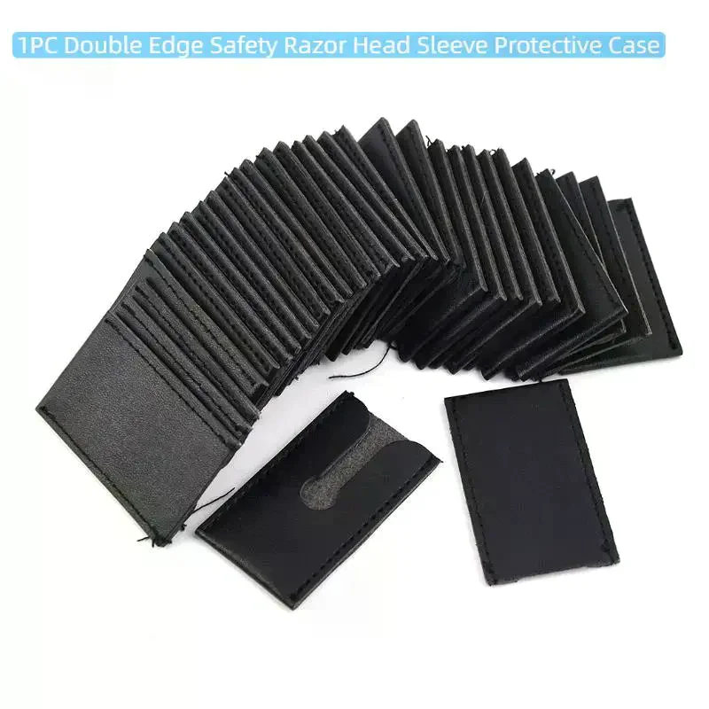 Travel Protable PU Leather Double Edge Safety Razor Head Sleeve Long Handle Universal Protective Case Without Razor Razor Cover