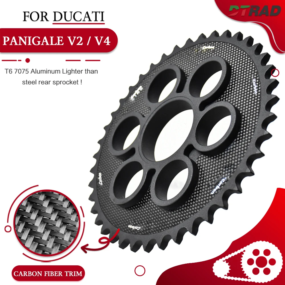 41T Chain Wheel For DUCATI Panigale V2 V4 V4S V4R 1199 1299 Streetfighter V2 V4 S Aluminum Rear Sprocket Carbon Fiber Decoration