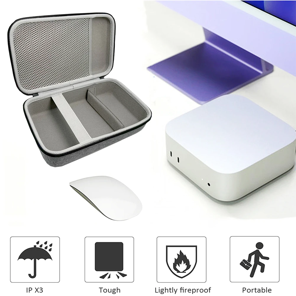 Hard Case for Mac Mini M4 Stronge Bag Waterproof Travel Carrying Case Anti-scratch Mouse Power Cable EVA Bag for Mac Mini M4