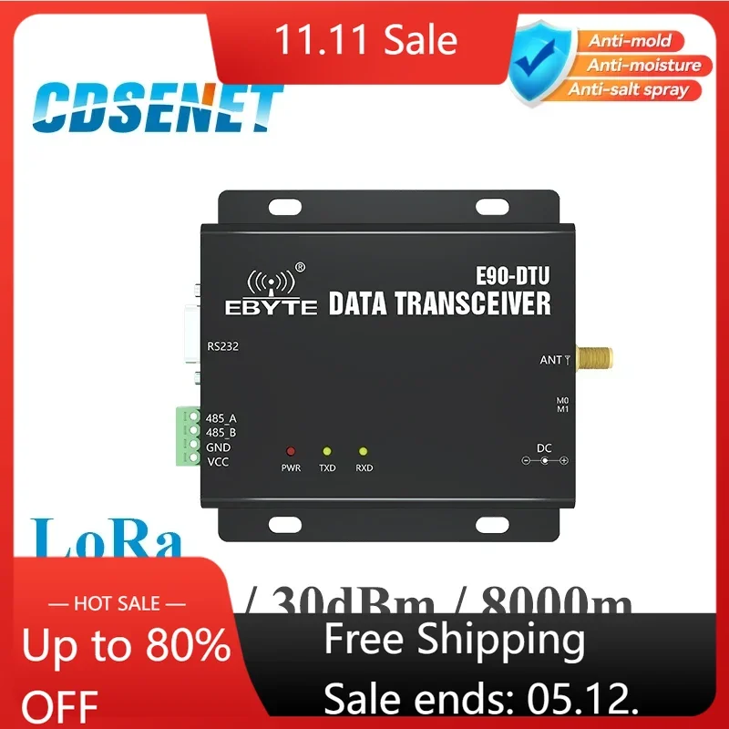 Wireless Transceiver LoRa RS232 RS485 433MHz 1W E90-DTU(433L30) Long Range 8km PLC Transceiver Receiver Radio Modem 433 MHz LoRa