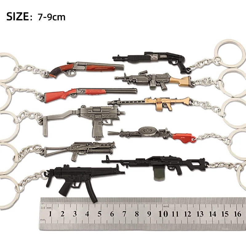 Porte-clés mini odoren métal léger, jeu PUBG, modèle Glock G17, 98K AWM AK47, alliage, arme de collection, jouets cadeaux pour garçons