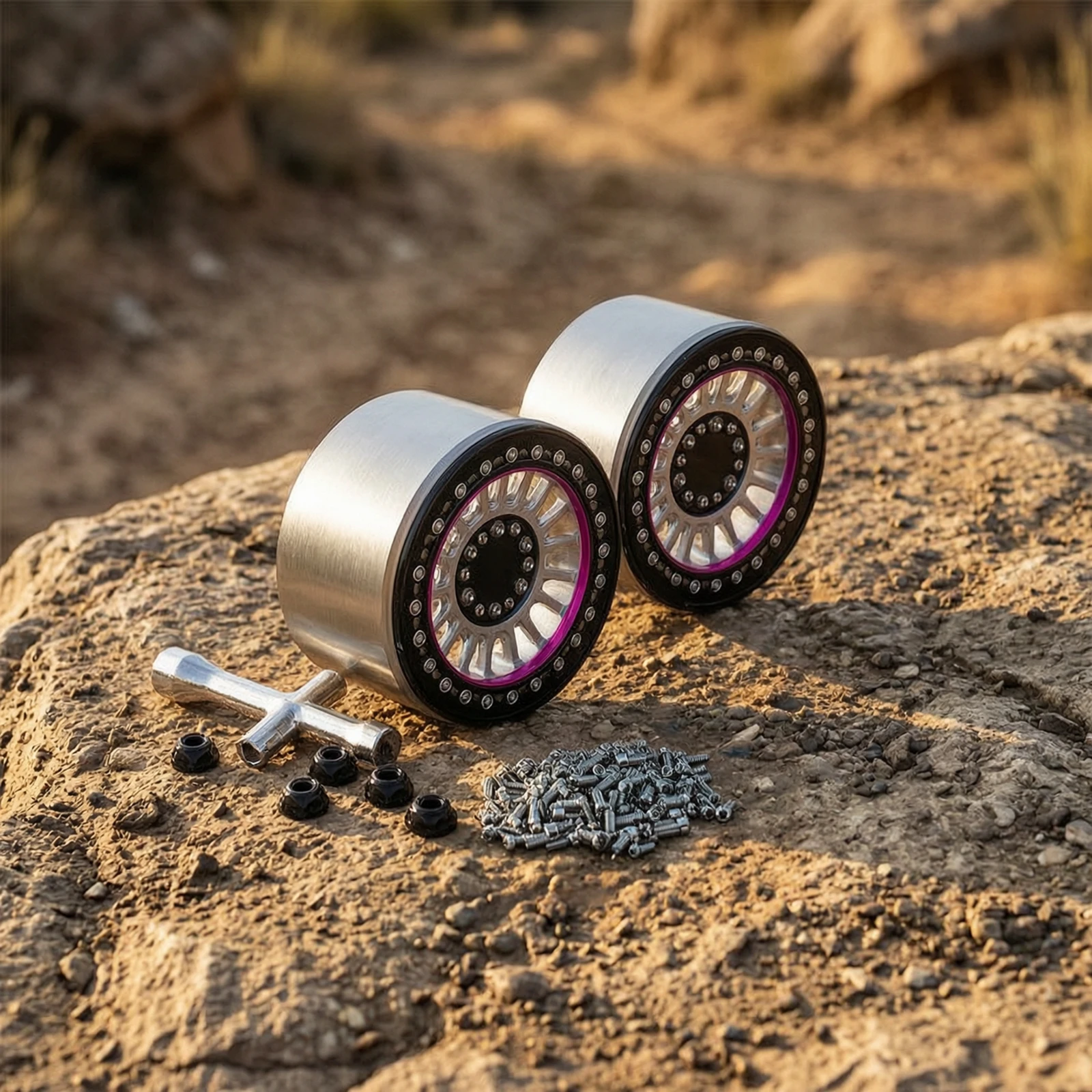 2 Pieces Crawler Wheel Hubs Metal Wheel Hubs with Screws Hub Replacement Hardware Rugged for Hobbyists, RC Upgrades