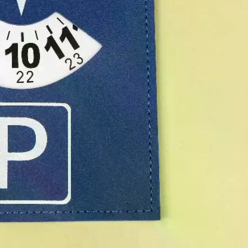 Blue PU Leather Parking Disc 4 Language Version Durable & Water-Resistant Arrival Timer For Car - Universal European Design