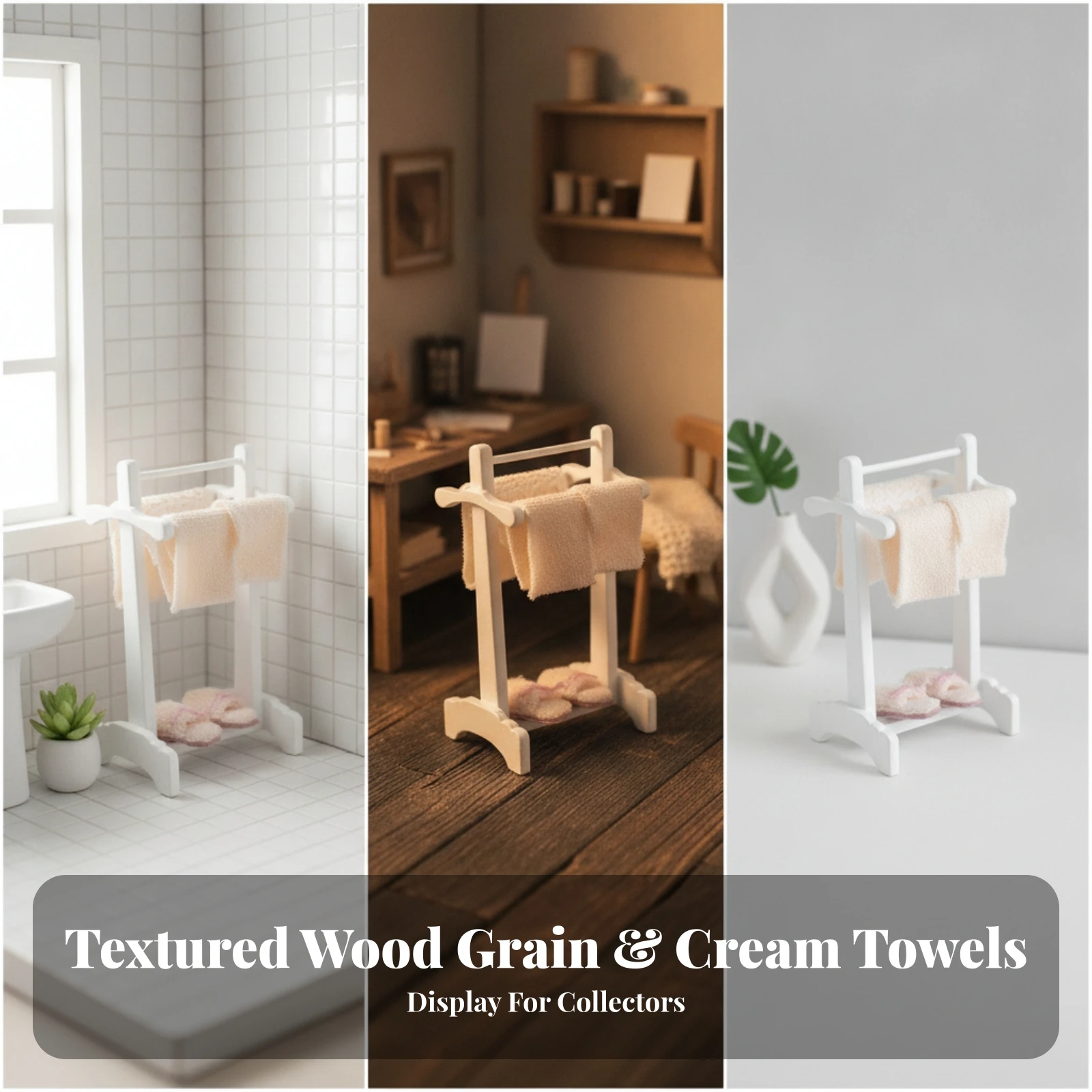 Miniature Towel Rack Wooden Dollhouse Towel Rack Mini Tiny for Crafters, DIY Craft Projects