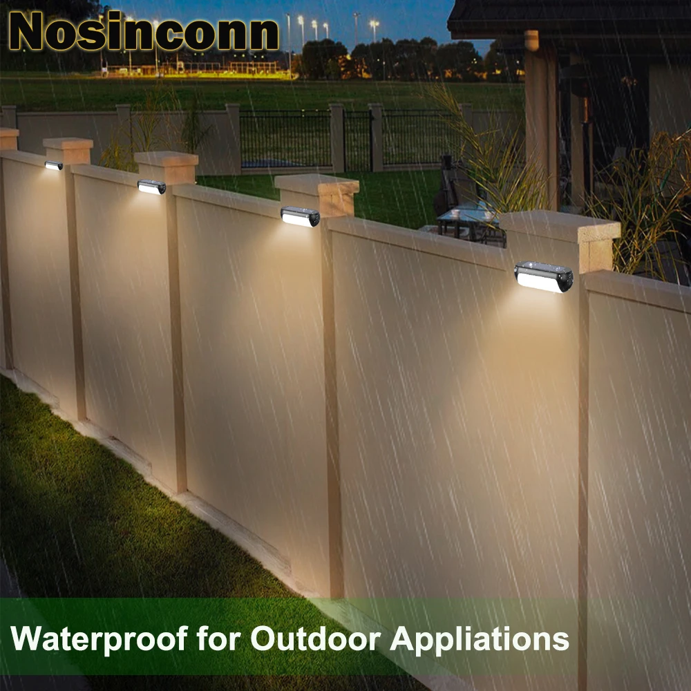 Imagem -03 - Luzes Solares Led ao ar Livre para Decoração de Jardim Luzes Solares Fence Wall Light Branco Quente Branco Fresco Selecionável Abs Ip65 Pacotes