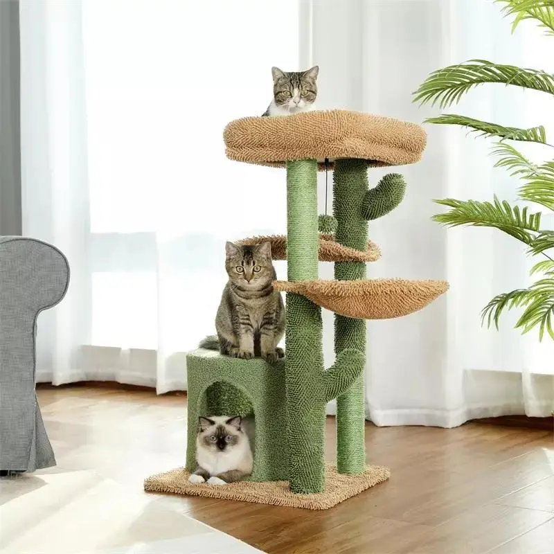 Modern Cactus Cat Tree Scratcher Cat Tree Condo Hammock Cat Scratching Post