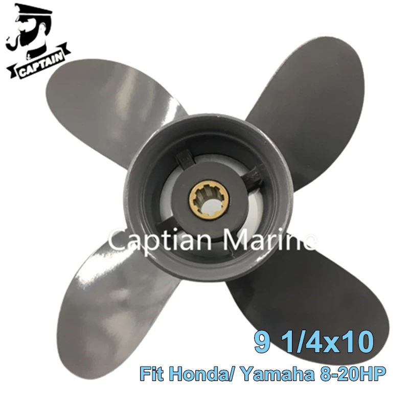 Captain Boat Propeller 9 1/4X10 Fit Yamaha Honda Outboard Engine 8HP 9.9HP 15HP 20HP 8 Splines 4 Blade винт лодочного мотора