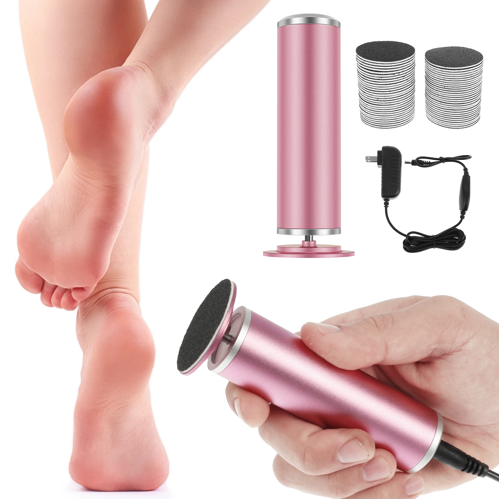 Electric Foot Callus Remover Electric Foot Care Tools with Speed Controller and 60pcs Replacement Sandpaper Disk Dead Dry Crack