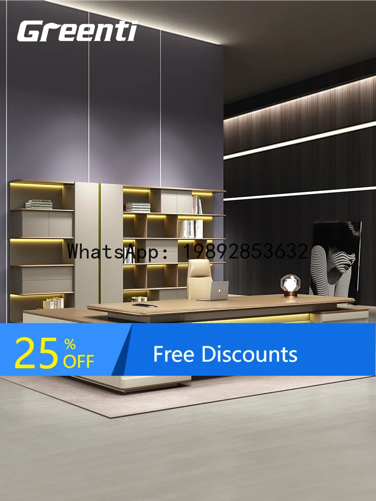 YFY Office Furniture Matching File Cabinet Bookcase with Light  Floor Bookcase Boss Room Background Cabinet Light Luxury Elegant