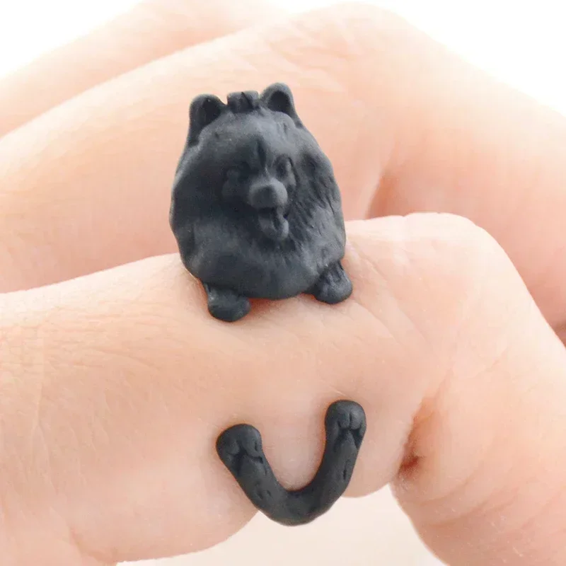Adorable Vintage Pomeranian German Spitz Klein Dog Ring Unique Pet Lover\'s Jewelry Adjustable Perfect Gift for Dog Enthusiasts