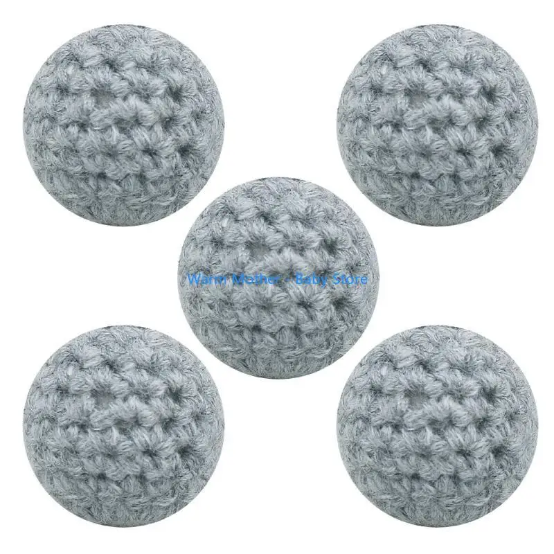 

5PCS Crochet Beads for Pacifier Clip Lanyard Necklace Bracelet Craft 57QE