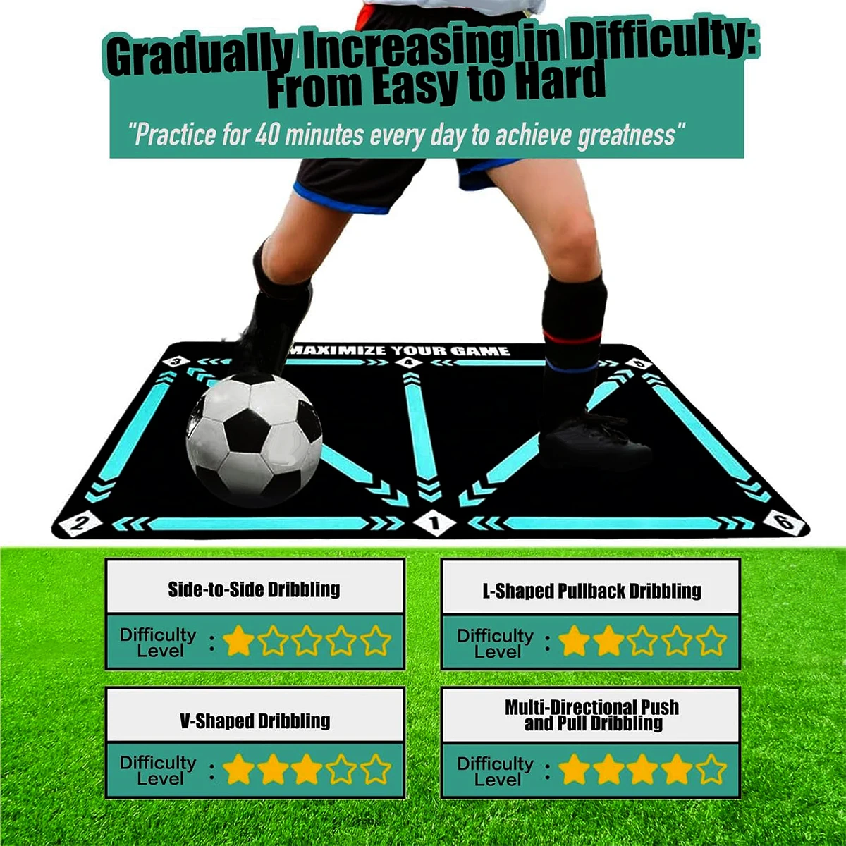 1Pc Soccer Training Mat（40*60cm） - Enhance footwork and BallControl Durable Football Mat Training Tool for Ball Mastery