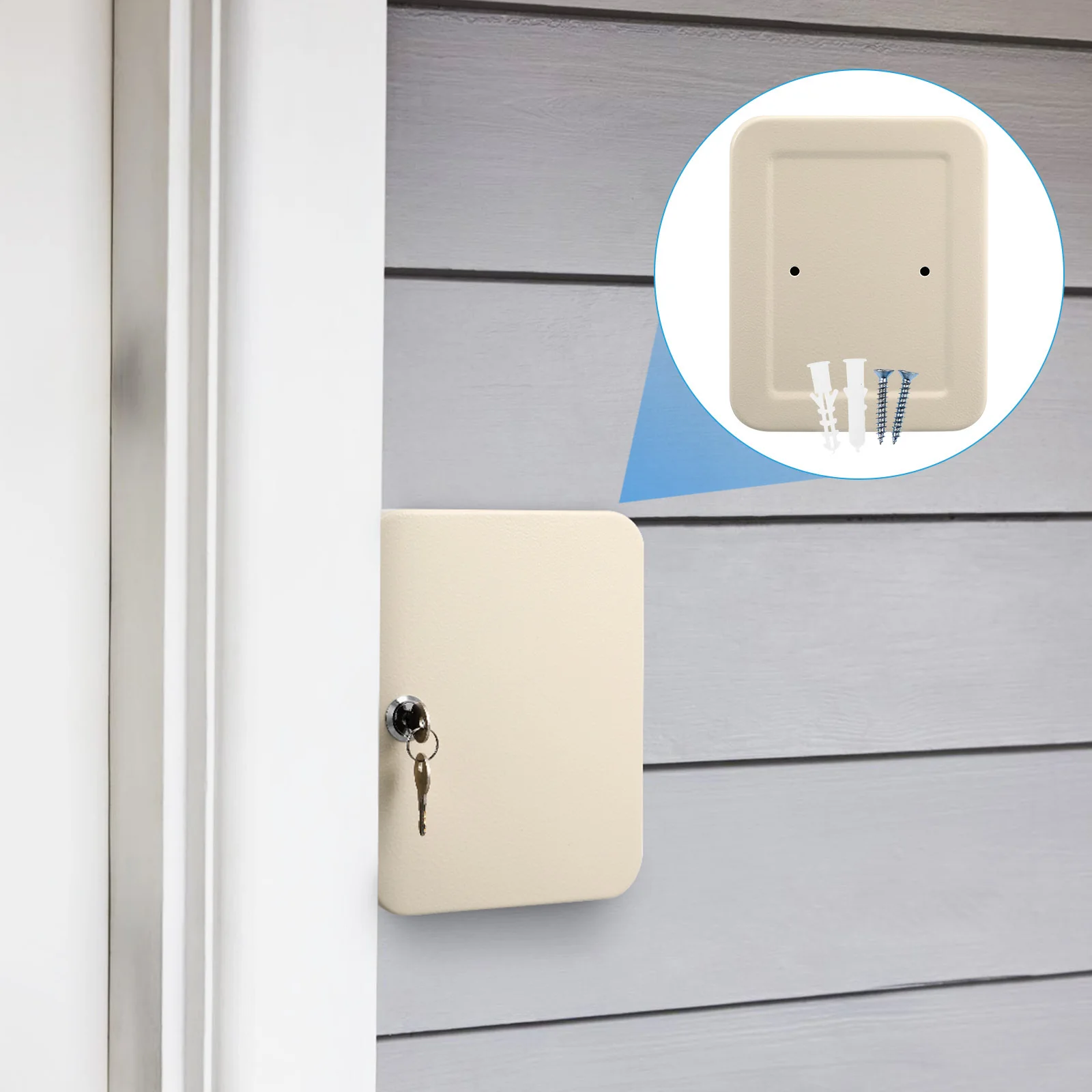 20 Position Key Cabinet with Lock Iron Security Storage Box Wall Mount Organizer for Home Office Rental Use Key Lock Box