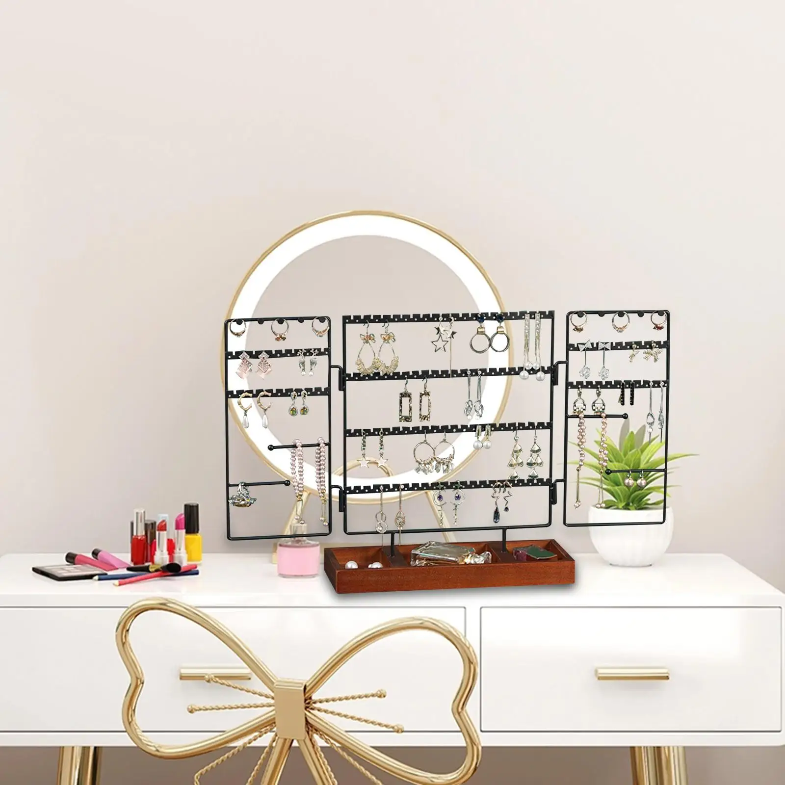 Jewelry Organizer Stand Tray 4 Tiers Detachable Display Rack for Chains Pendants Dresser