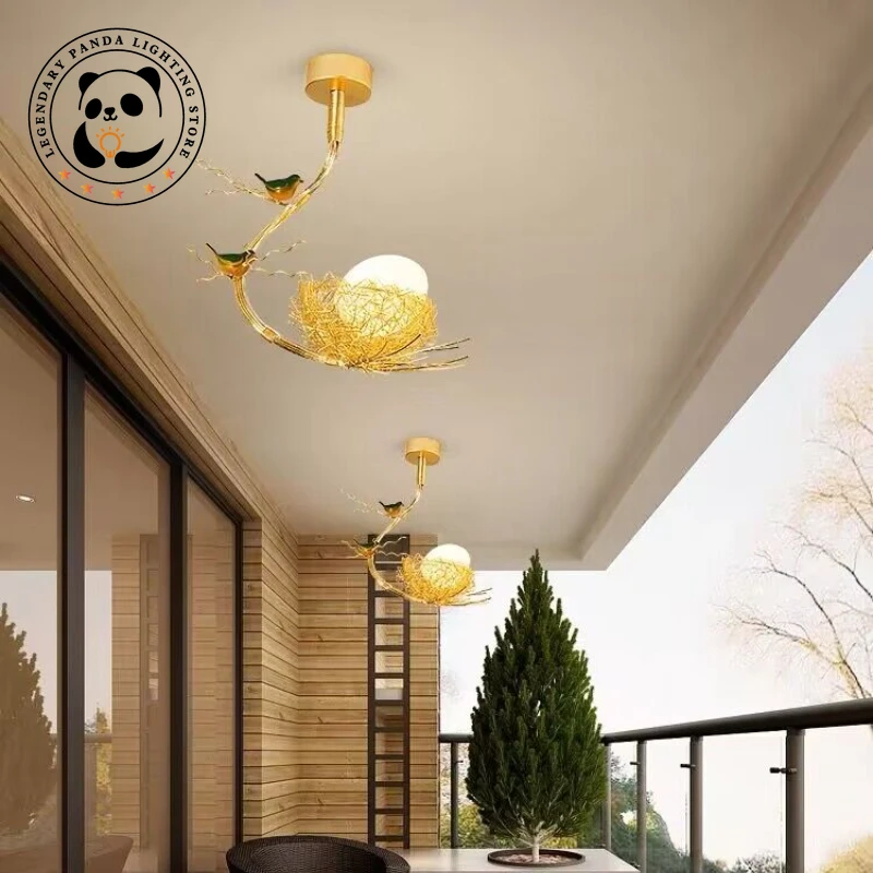 Imagem -06 - Gold Bird Nest Egg Glass Ball Lustres Modern Designer Lustres Luminárias Pendentes Iluminação para Salão Sala de Jantar Cozinha Loft Decoração de Casa Luminária