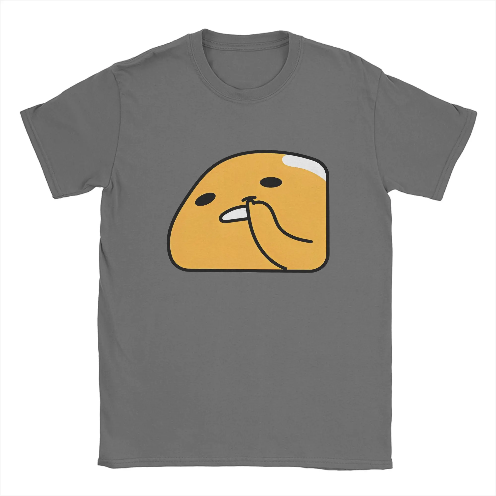 Vintage Picking Nose Gudetama T-Shirt Men Round Collar 100% Cotton T Shirts  Short Sleeve Tee Shirt Graphic Printed Clothing