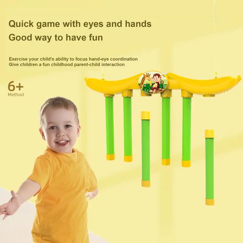 Falling Sticks Catching Game para Casa, Reaction Training Toy, Catch Games, Jogo Drop Stick em forma de banana, Attention Training Toys