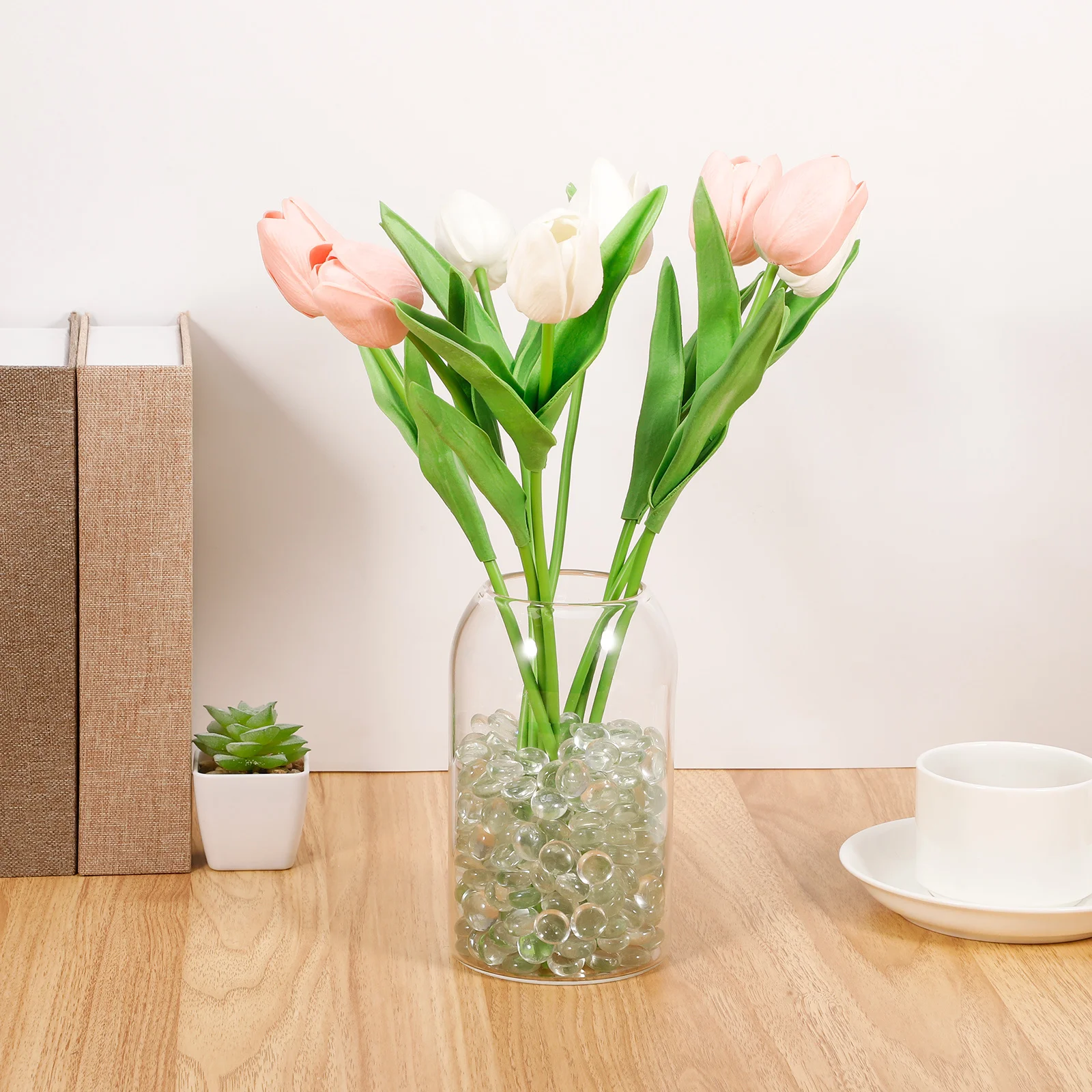 

200Pcs Clear Glass Flat Beads Vase Filler Fish Tank Landscaping Decor DIY Crafts Gardening Decor Stone Adornments for Aquarium